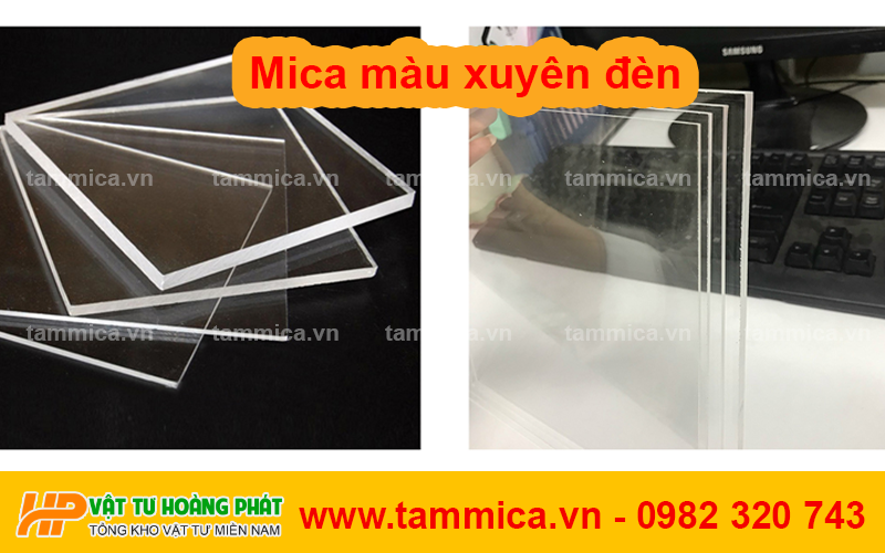 Mica màu xuyên đèn