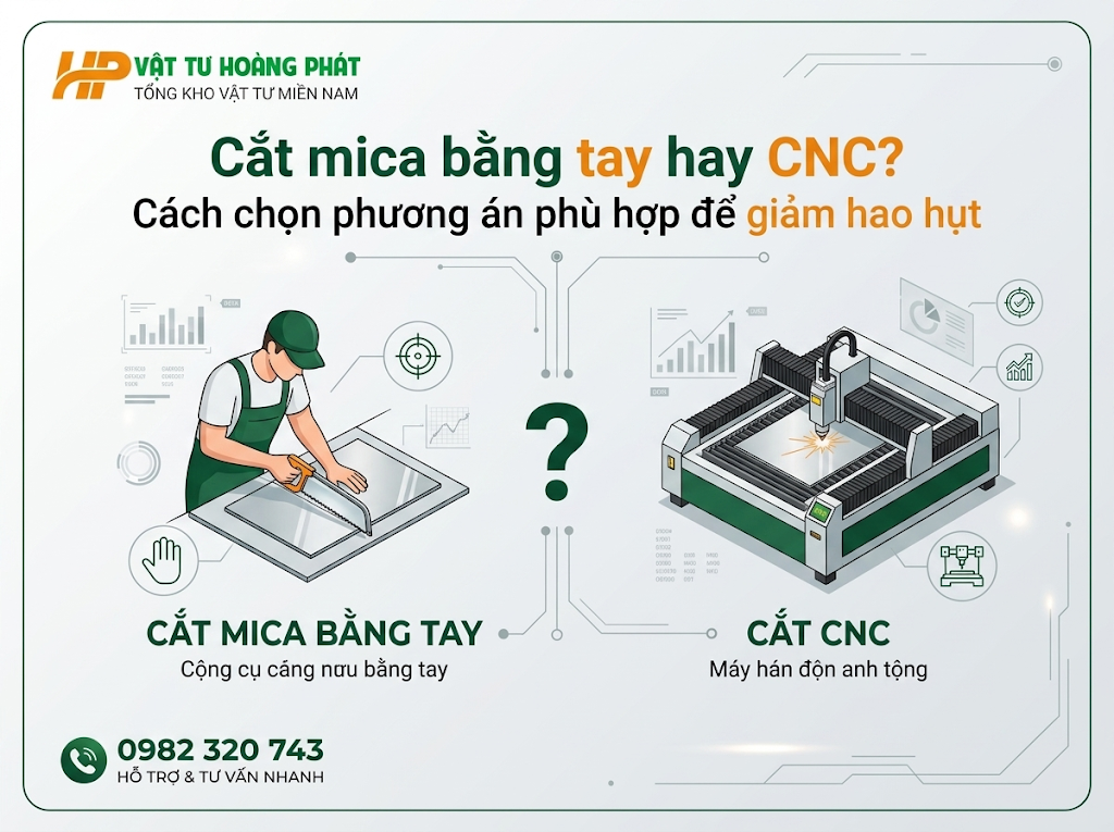 Cắt mica bằng tay hay CNC? Cách chọn phương án phù hợp để giảm hao hụt