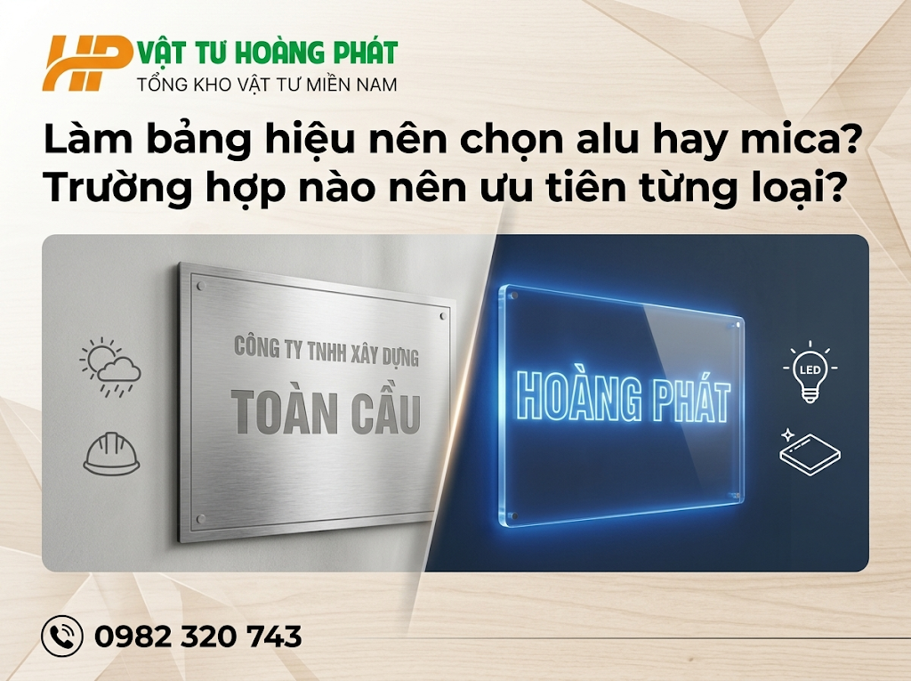 Làm bảng hiệu nên chọn alu hay mica