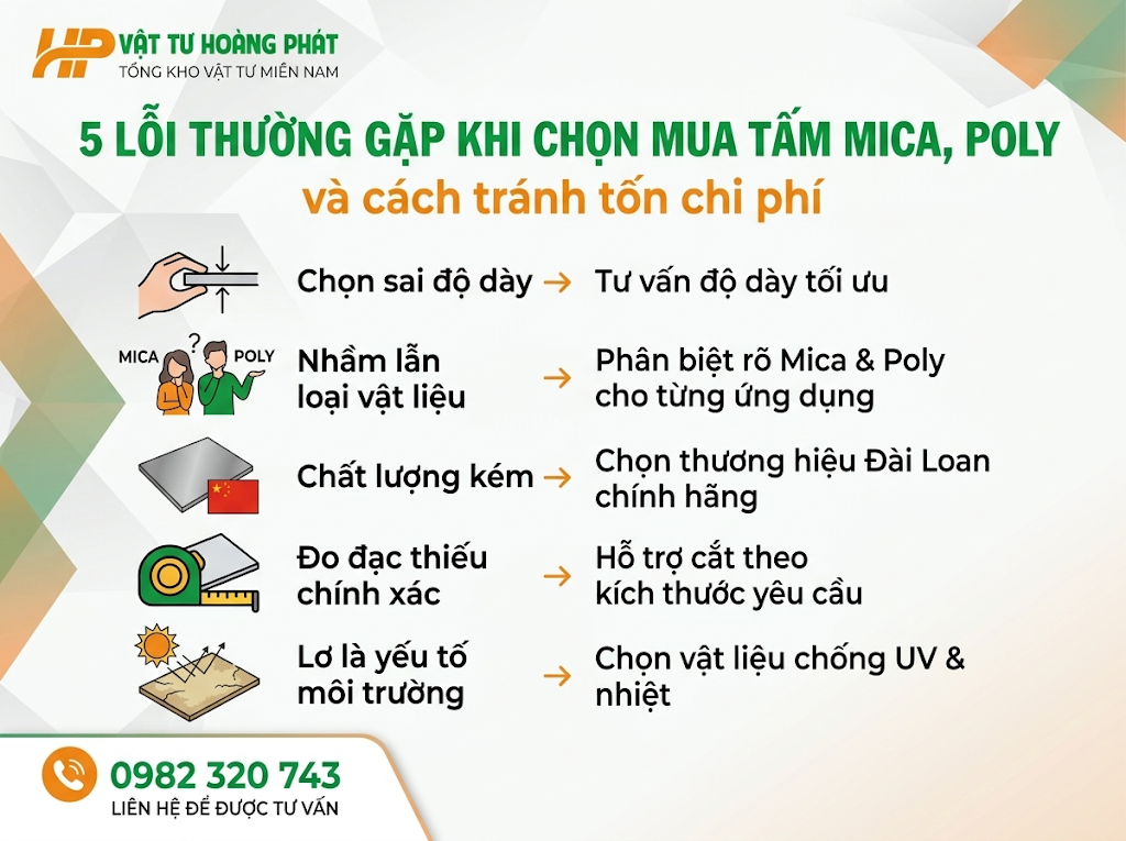 5 lỗi thường gặp khi chọn mua tấm mica, poly và cách tránh tốn chi phí